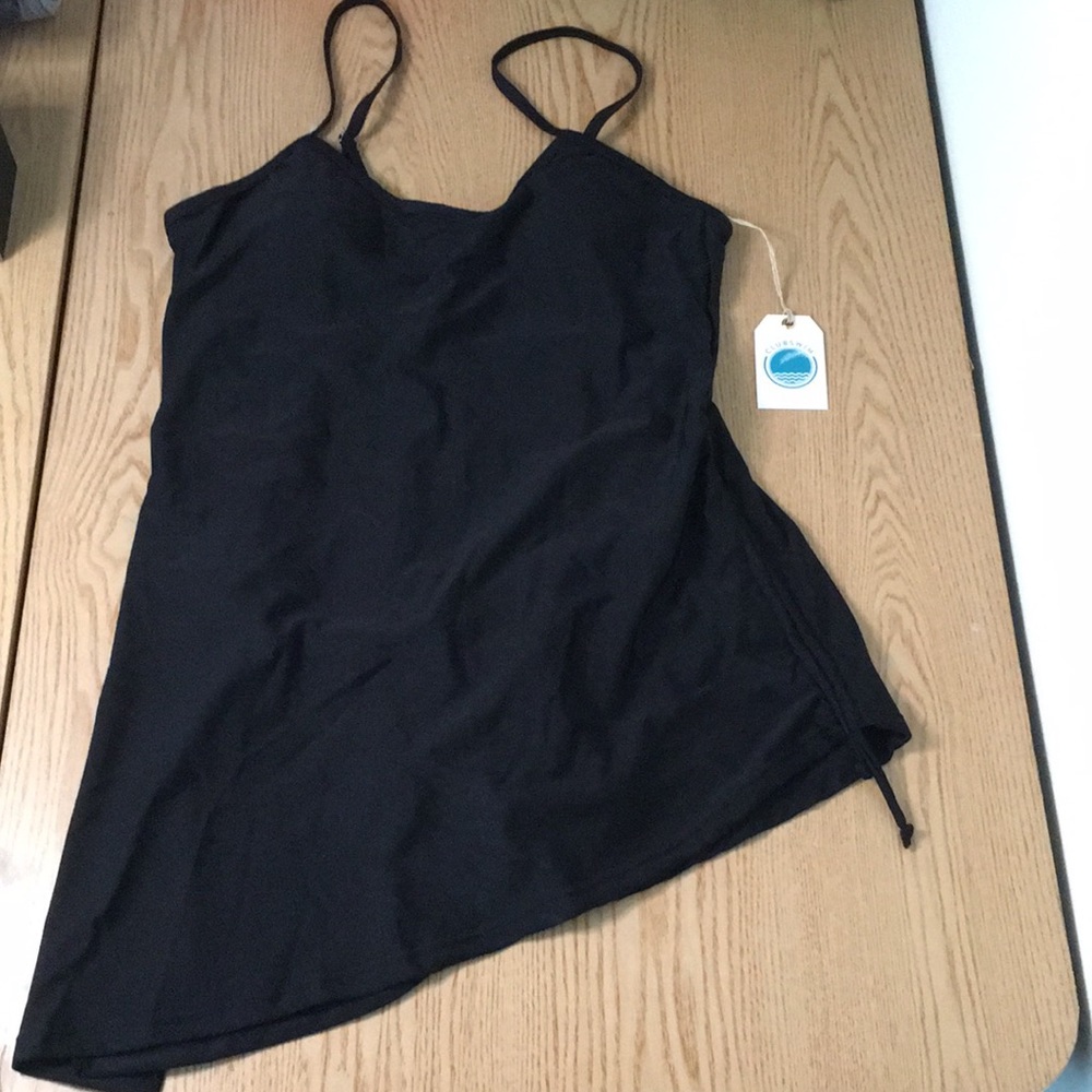 B6 New Women Clubswim Glamour Side Tie 1pc Swim Dress Underwired Black Size 10